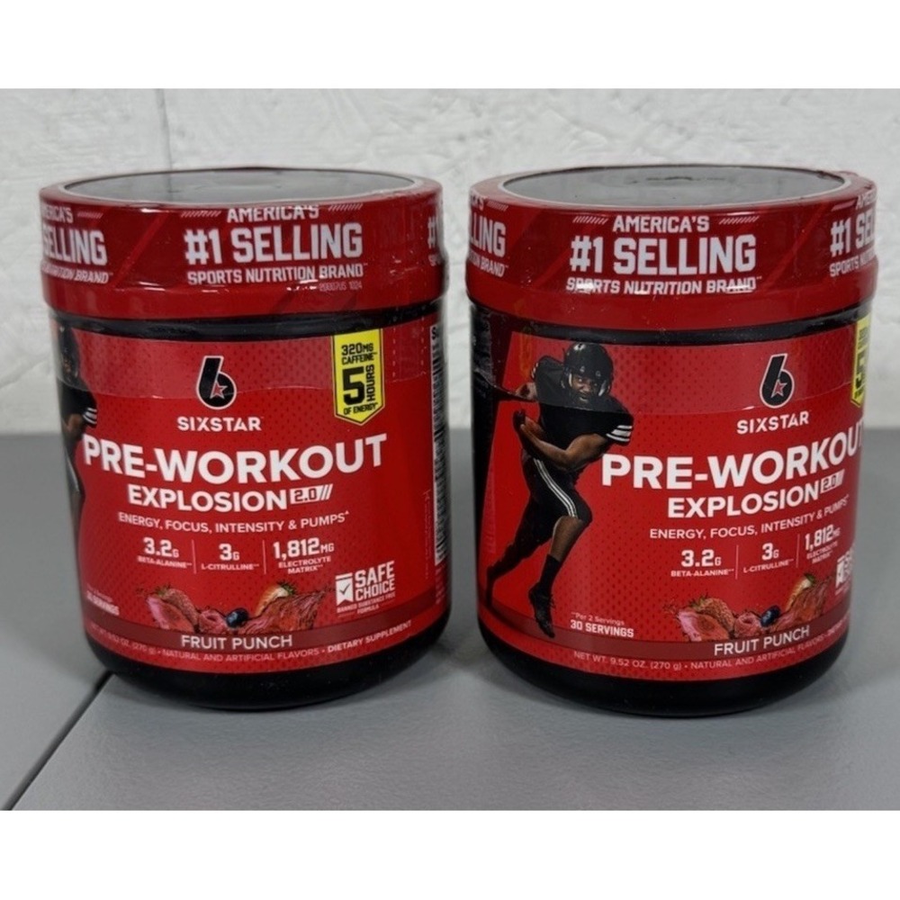 2 - New Six Star Pre-Workout Explosion 2.0 Fruit Punch - 9.52oz Each Exp. 6/5/27